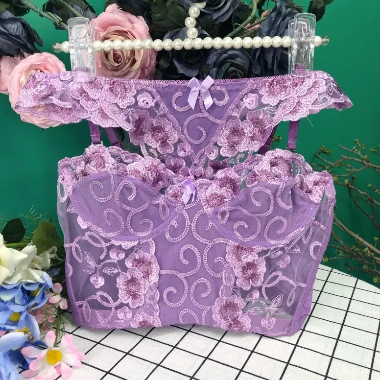 女子力全開 豪華なデザイン 高級感 A-Bカップ ワイヤー入り 超薄い 瞬間脱着 ブラ・ショーツセット