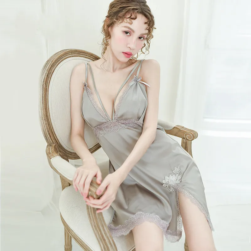 セクシーレースリボン付き切り替え透かし彫りランジェリー