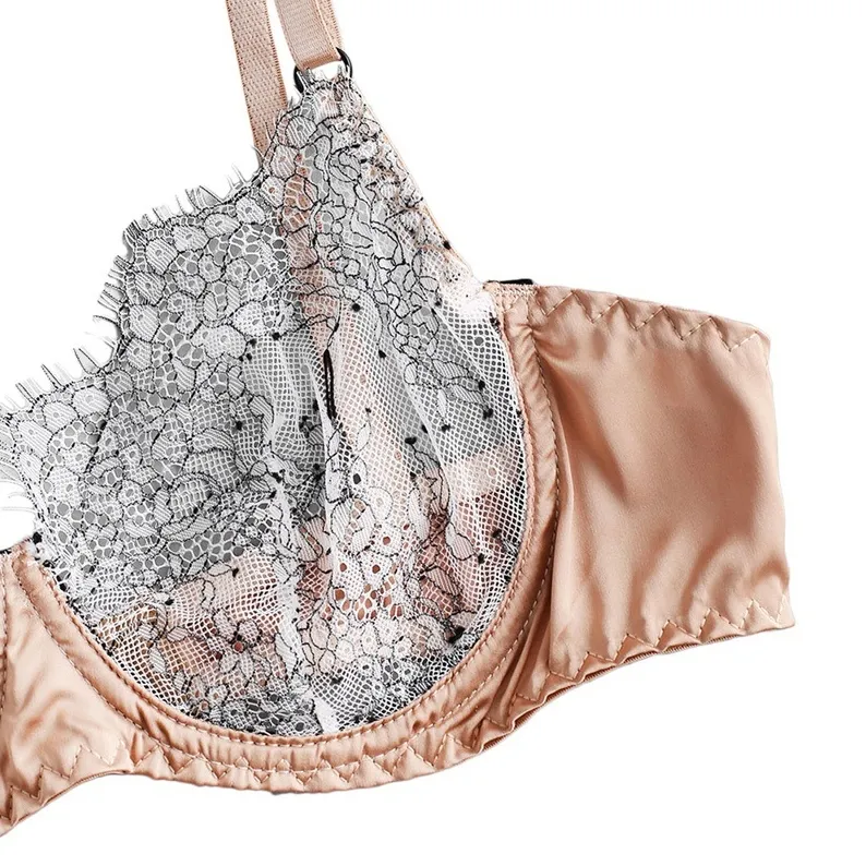 【二点ショーツ】超薄め 高通気性 レース 高級感 欧米風 A-Cカップ ワイヤー入り ブラ・ショーツセット