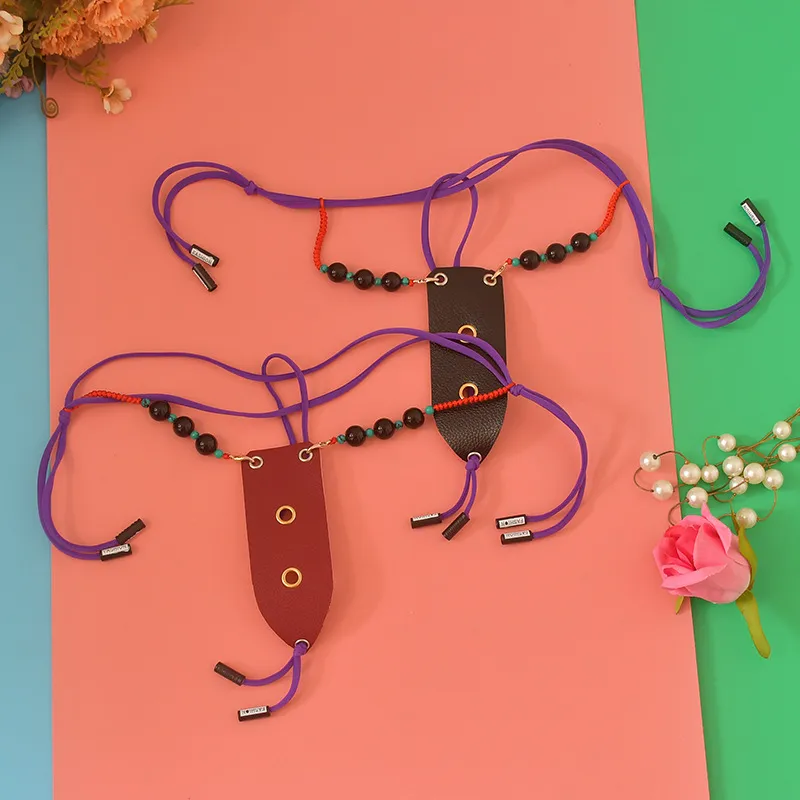 特別デザイン セクシー  ビーズ パール付き 文芸風 柔らかい ボウタイ Tバック・タンガ