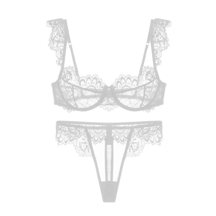 セクシー チャーミング ワイヤー入り A-Cカップ 美乳 スケスケ ブラ・ショーツセット