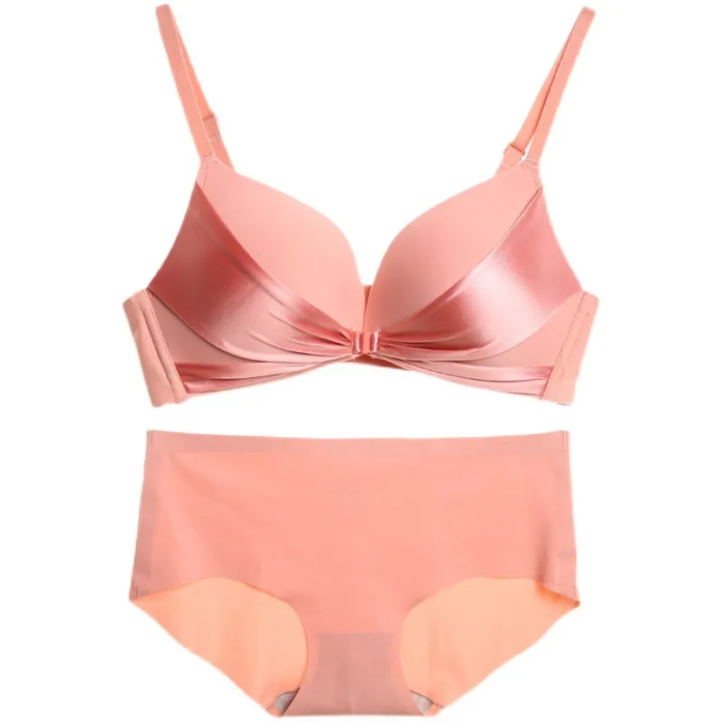 フロントホック A-Bカップ 可愛い 配色 盛れる ノンワイヤー 下着 背中見せ ブラ・ショーツセット