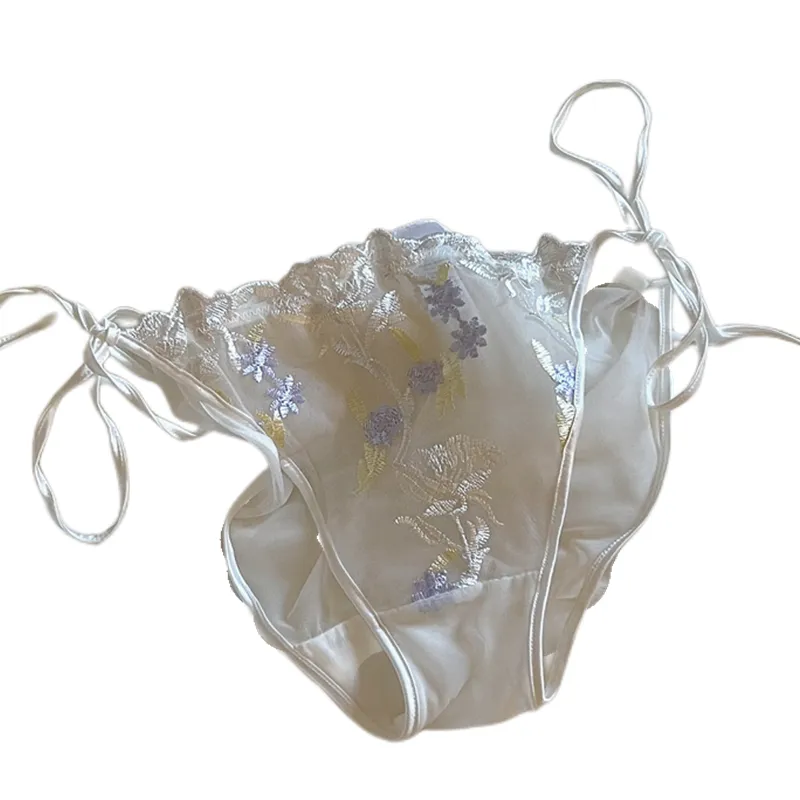 刺繡花柄 大人可愛い スケスケ メッシュ 紐パン セクシー パンティ Tバック・タンガ