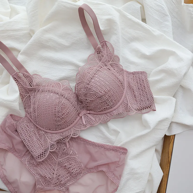 脇スッキリ 高通気性 A-Bカップ ノンワイヤー フェミニン 盛れる レース 貧乳ブラ ブラ・ショーツセット
