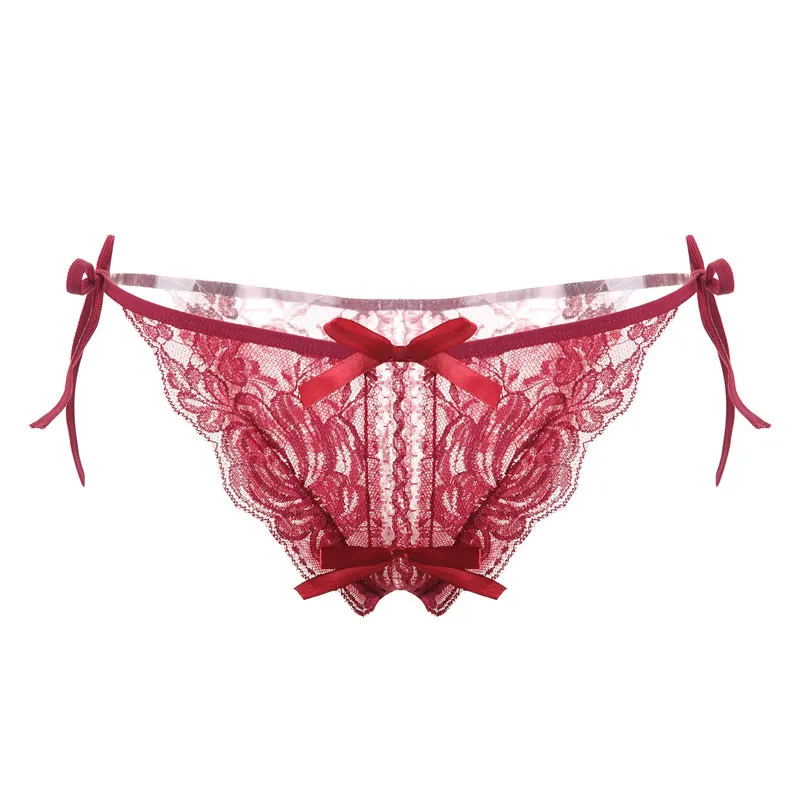 絶対欲しい 脱ぎやすい 紐パン 穴開き レース 切り替え 透け 透かし彫り Tバック・タンガ