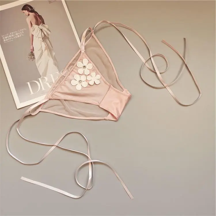 少女いっぱい アップリケ 締め付け感ゼロ 通気性良い 脱ぎやすい 紐パンＴバック・タンガ