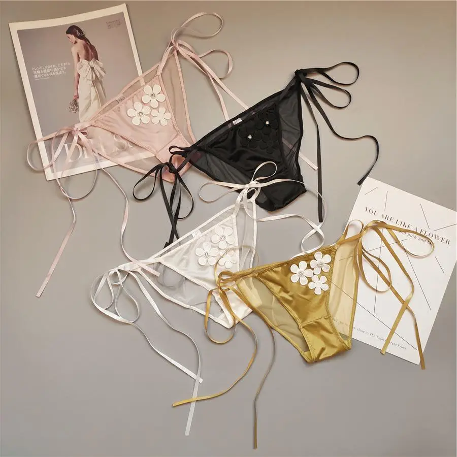 少女いっぱい アップリケ 締め付け感ゼロ 通気性良い 脱ぎやすい 紐パンＴバック・タンガ