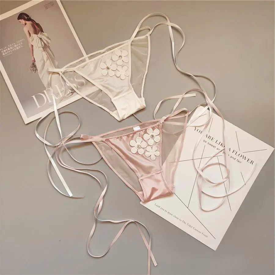 少女いっぱい アップリケ 締め付け感ゼロ 通気性良い 脱ぎやすい 紐パンＴバック・タンガ