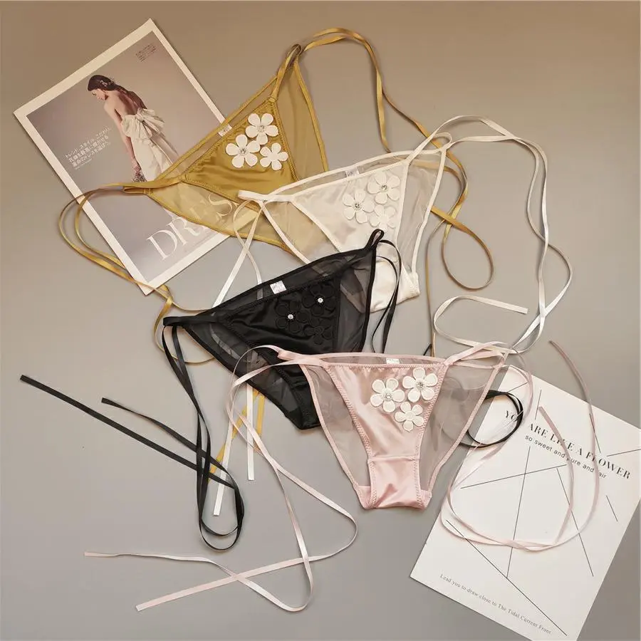 少女いっぱい アップリケ 締め付け感ゼロ 通気性良い 脱ぎやすい 紐パンＴバック・タンガ