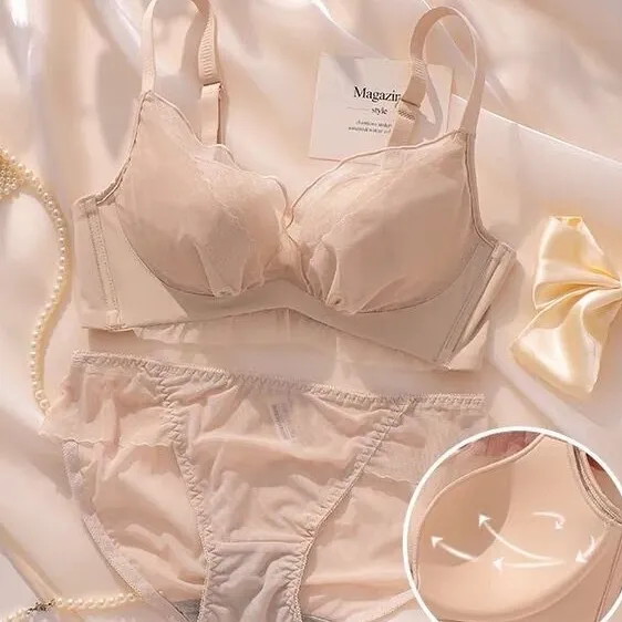 人気を独占中♡ 可愛い A-Bカップ ノンワイヤー 柔らかい 着け心地 ブラ・ショーツセット