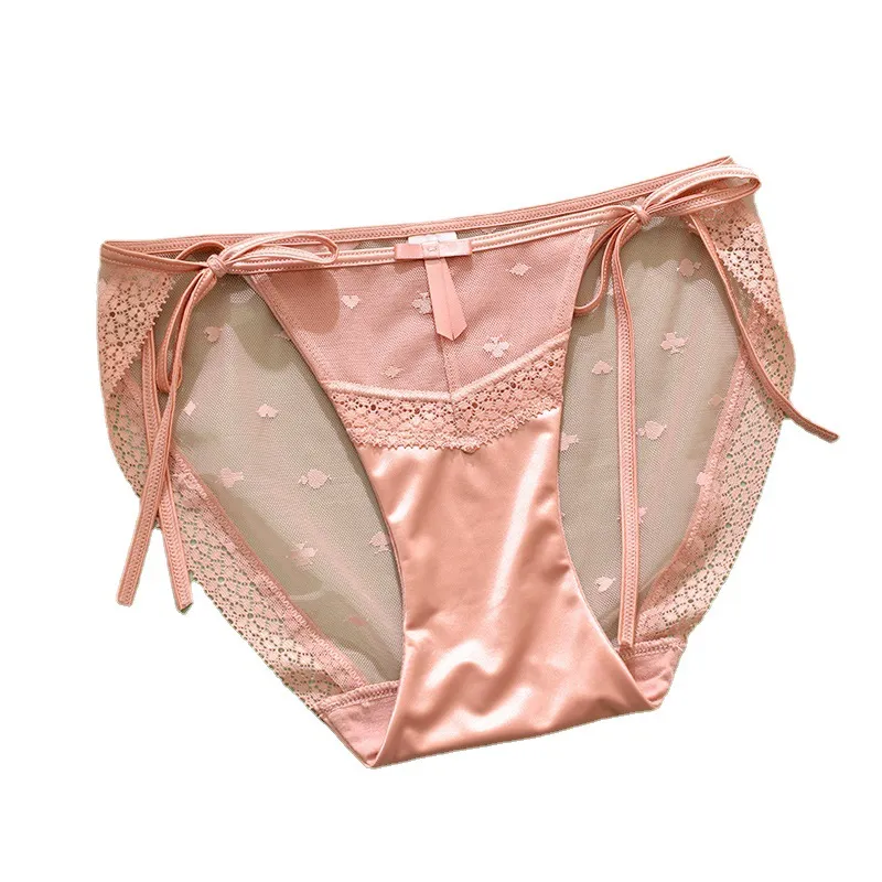 紐パン セクシー レース 透かし彫り 高通気 スケスケ リボン Ｔバック・タンガ