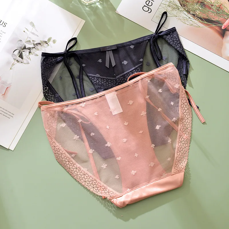 紐パン セクシー レース 透かし彫り 高通気 スケスケ リボン Ｔバック・タンガ