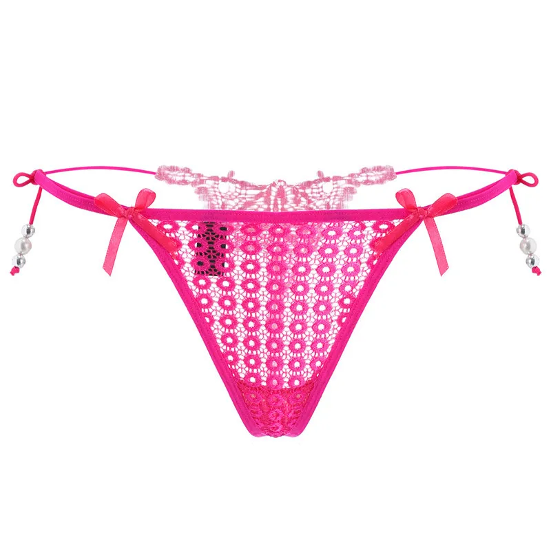 美尻 レース 切り替え リボン セクシー 誘惑 調節可能 ボウタイ 紐パン Ｔバック・タンガ