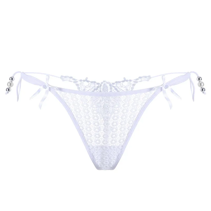 美尻 レース 切り替え リボン セクシー 誘惑 調節可能 ボウタイ 紐パン Ｔバック・タンガ