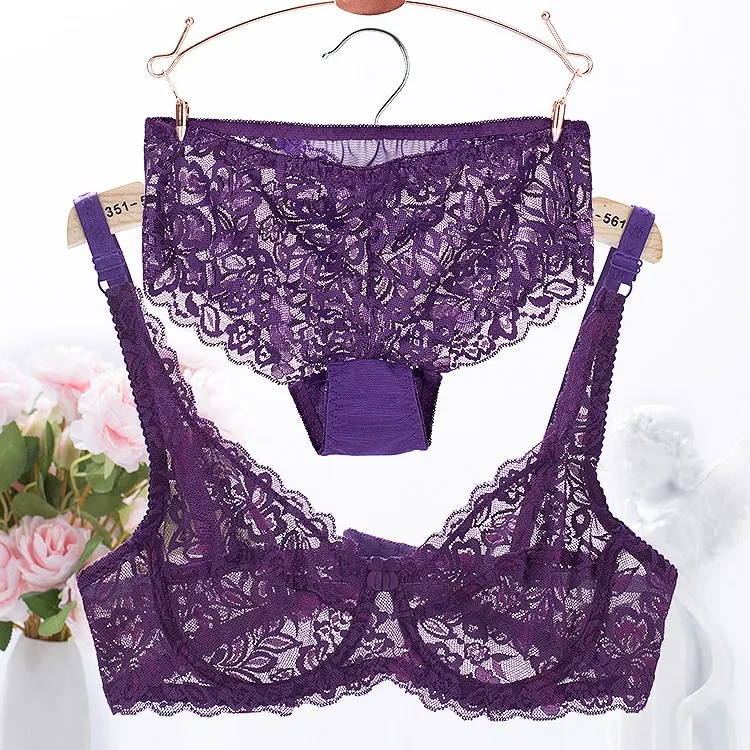 【激安セール】総レース 透け感 ワイヤー入り A-Cカップ セクシー ボリュームアップ ブラ・ショーツセット