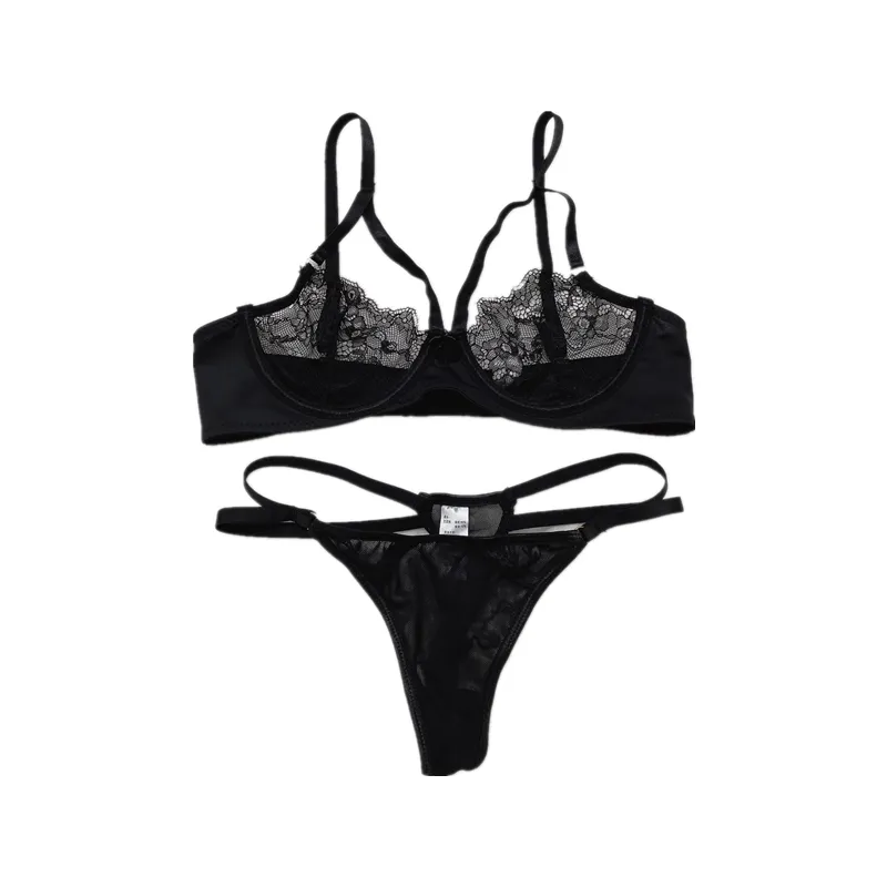 超薄い セクシー レース ワイヤー入り A-Cカップ スケスケ 高通気 ブラ・ショーツセット