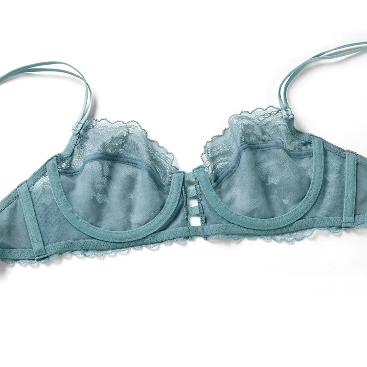 フランス式 レース 透かし彫り ワイヤー入り 小さく見せる A-Dカップ 薄手 ブラ・ショーツセット