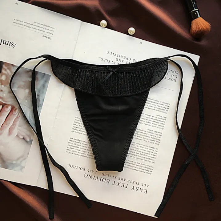 セクシー アニマル柄 ヒョウ柄 フリル ボウタイ 瞬間脱着 Ｔバック・タンガ