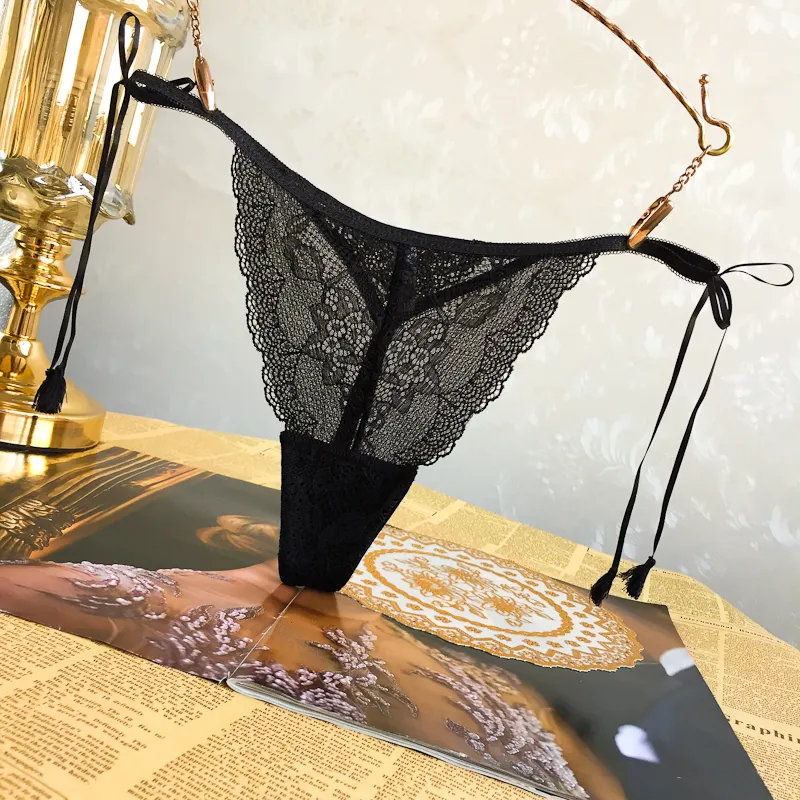 総レース 薄い ボウタイ 通気性良い セクシー 透け透け ローウエスト Ｔバック・タンガ