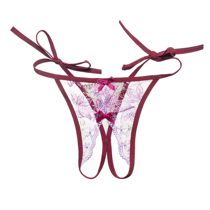 大胆的なデザイン 穴開き レース 透かし彫り リボン パンティ Tバック・タンガ
