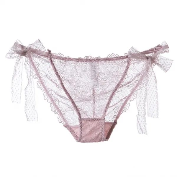 超薄め  女性らしさをUP ボウタイ 切り替え レース 透かし彫り Ｔバック・タンガ