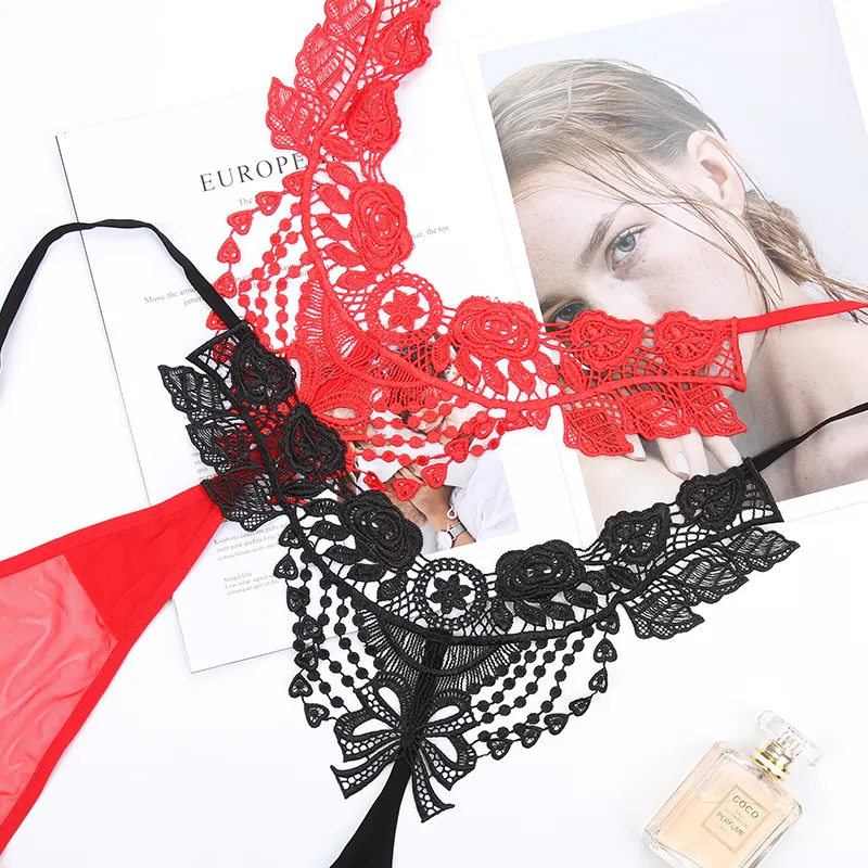 絶対欲しい 刺繡 ボウタイ 透かし彫り 誘惑 シームレス メッシュ Ｔバック・タンガ