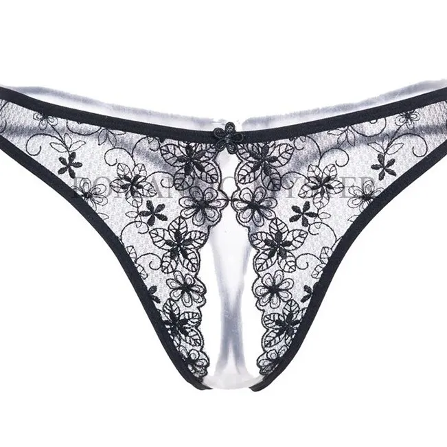レース刺繡穴あきエロ下着セクシーランジェリーTバック・タンガ