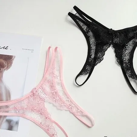 レース刺繡穴あきエロ下着セクシーランジェリーTバック・タンガ