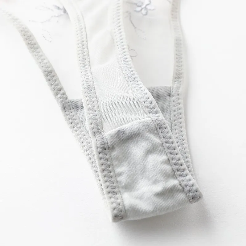 刺繡 レース シースルー セクシー ローウエスト 紐パン Tバック・タンガ