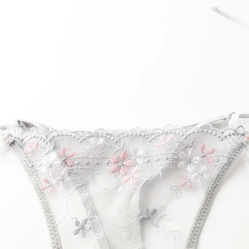 刺繡 レース シースルー セクシー ローウエスト 紐パン Tバック・タンガ