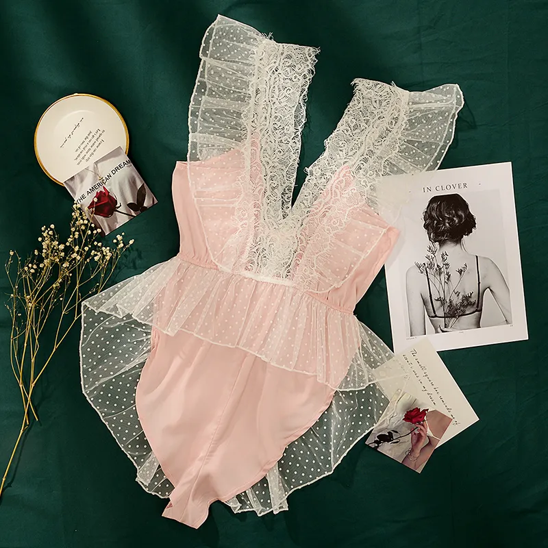 人気爆発中 プルオーバー レース ドット柄 Ｖネック セクシーランジェリー