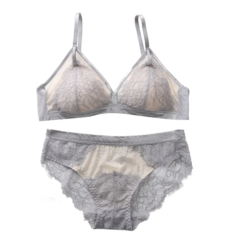 胸を美しく魅せる A-Cカップ レース ノンワイヤー しっかり美胸  高通気 ブラ・ショーツセット