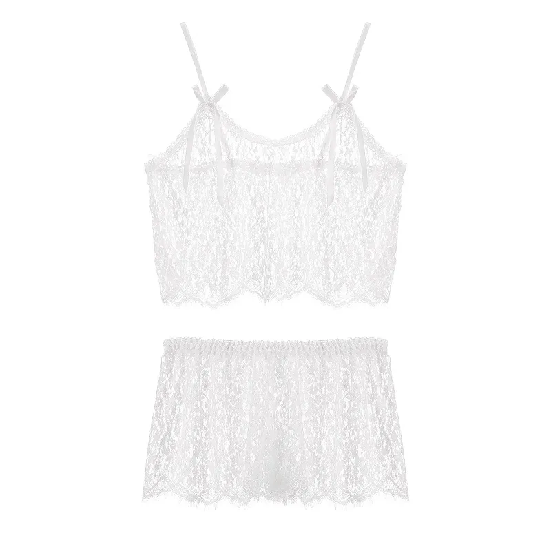 おすすめ レース リボン付き 透け感 透かし彫り セクシーランジェリー ベビードール