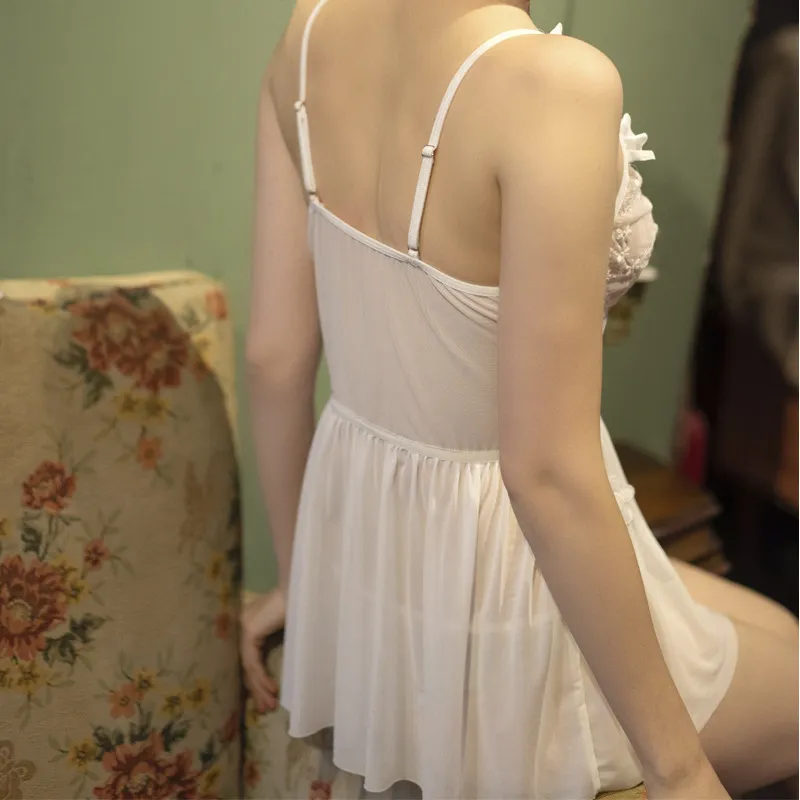 大人女子系 ノースリーブ 無地 透かし彫り 刺繍 セクシーランジェリー