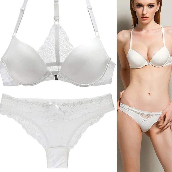 今季マストバイ フロントホック ワイヤー入り 谷間メイク A-Cカップ セクシー ブラ・ショーツセット
