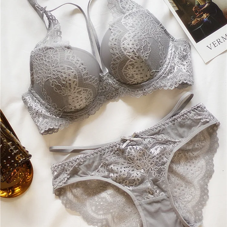 エレガント レース 切り替え ワイヤー入り A-Cカップ 盛れる 美谷間 ブラ・ショーツセット