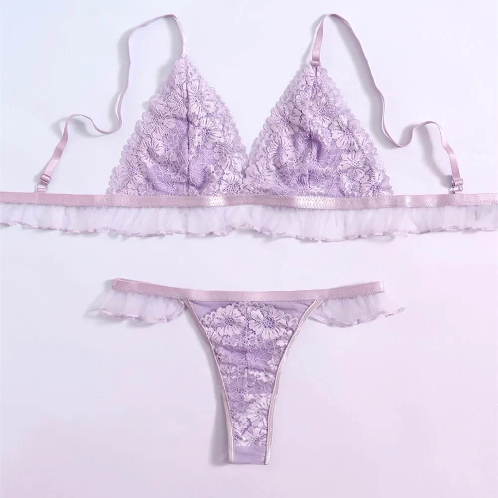 フランス式 高級感 セクシー レース 切り替え ノンワイヤー ゴージャス ブラ・ショーツセット