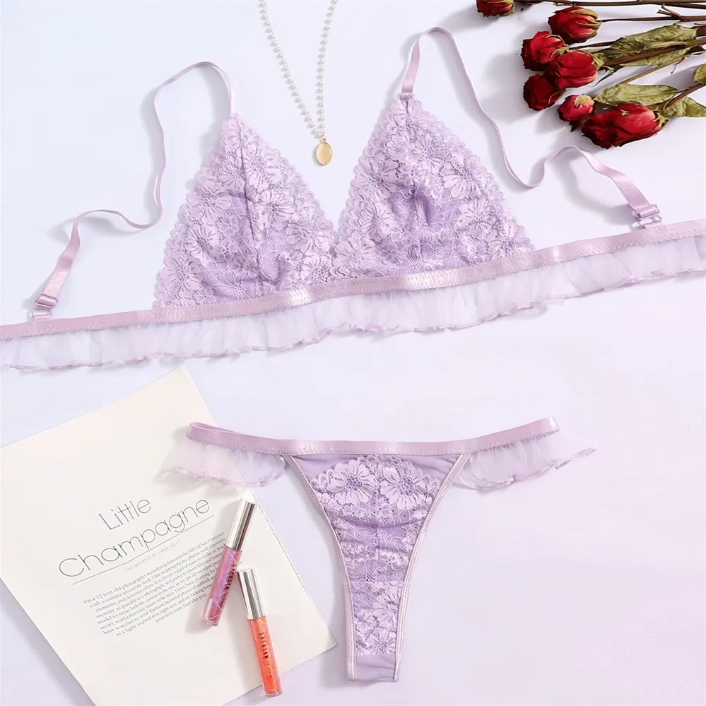 フランス式 高級感 セクシー レース 切り替え ノンワイヤー ゴージャス ブラ・ショーツセット
