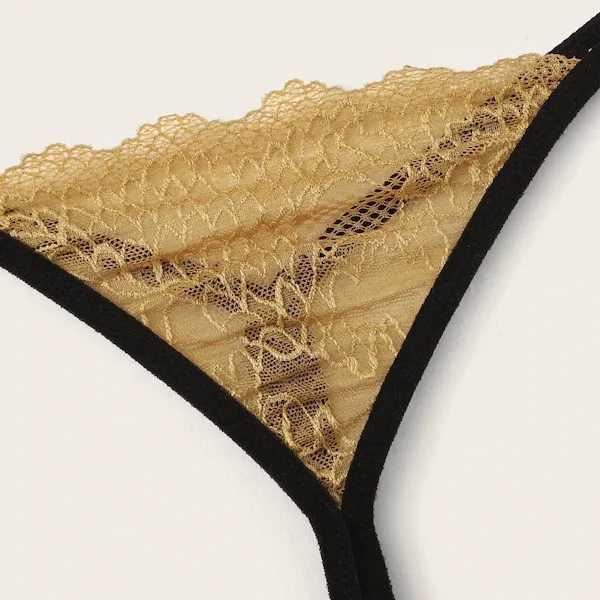 ins超人気 スケスケ 配色 レース リボン Tバック 締め付け感ゼロ ノンワイヤー 高通気 ブラ・ショーツセット