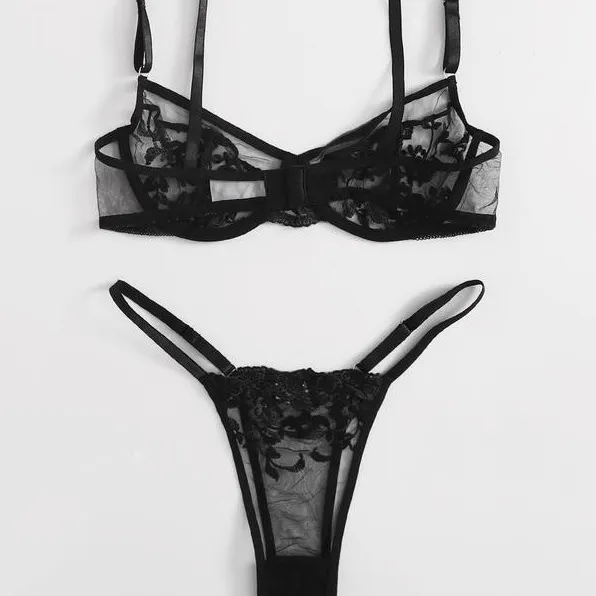 視線を奪う 超セクシー レース 勝負下着 ノンワイヤー 誘惑的 スケスケ 瞬間脱着 ブラ・ショーツセット
