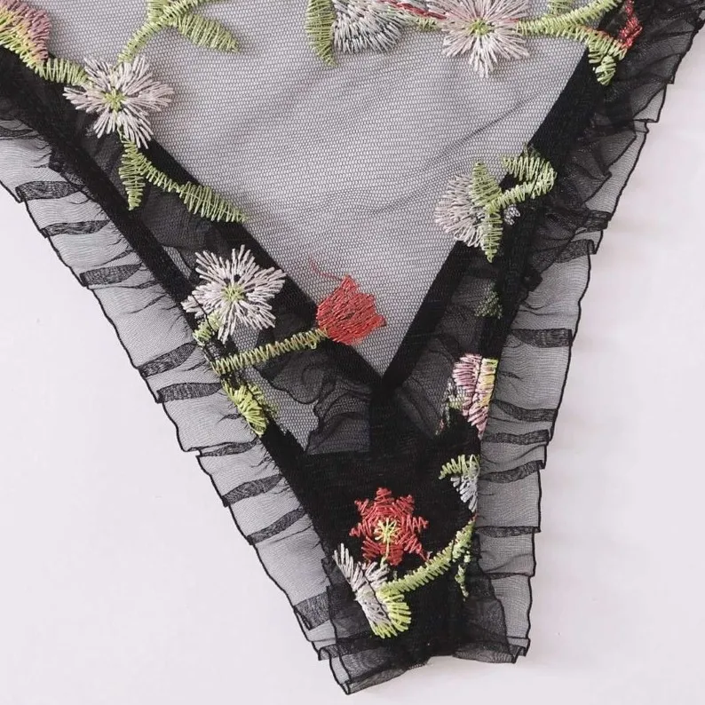 流行の予感 セクシー 透け透け エロい ノンワイヤー ブラ・ショーツセット