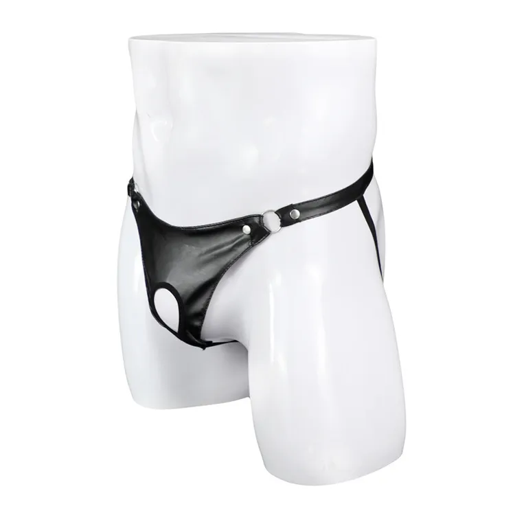 誘惑 セクシー 透かし彫り 穴開き GAY 紐 PU SM パンツ Ｔバック メンズ