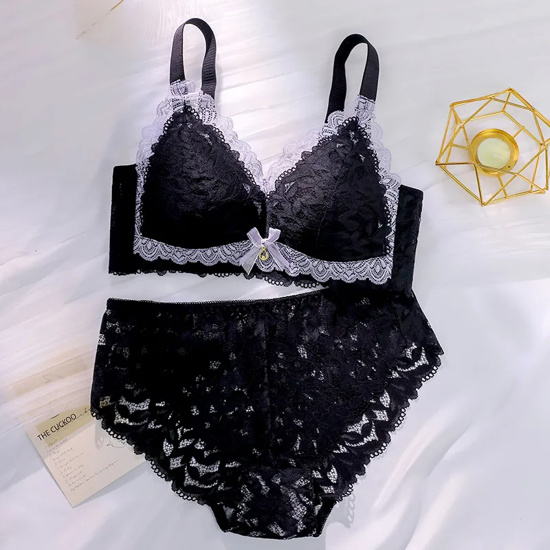 夏を楽しむ 総レース ノンワイヤー 離れ乳改善 蒸れない B-Eカップ 背中すっきり 肌着 ハミ肉ゼロ ブラ・ショーツセット