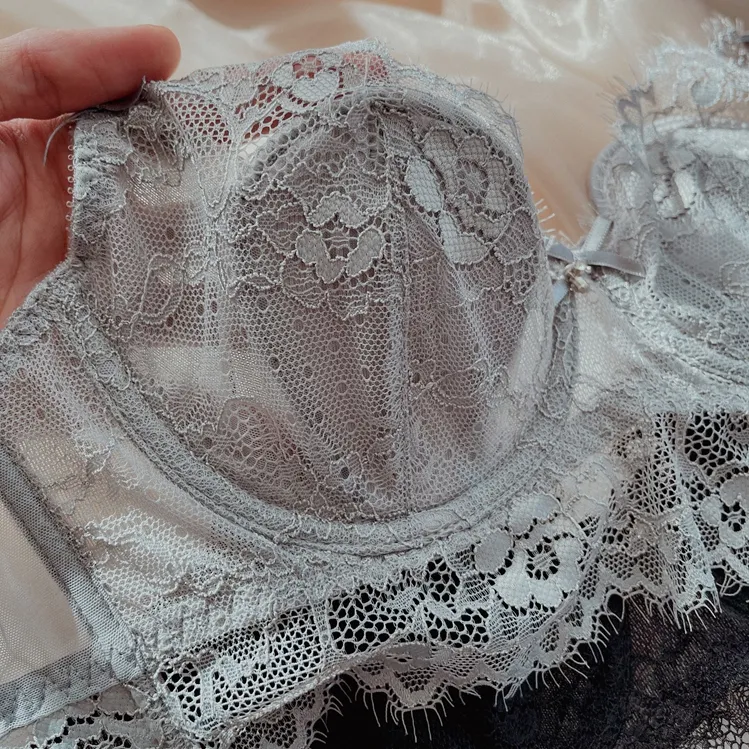 超薄め レース スケスケ ワイヤー入り A-Eカップ セクシー 美胸 ブラ・ショーツセット