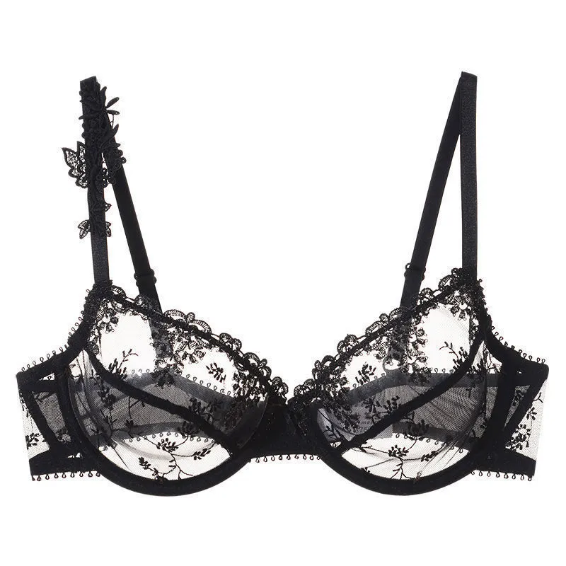 女性大人気 刺繡 レース メッシュ 単品販売 ワイヤー入り 透け感 A-Eカップ 超薄め 通気性良い ブラ・ショーツセット