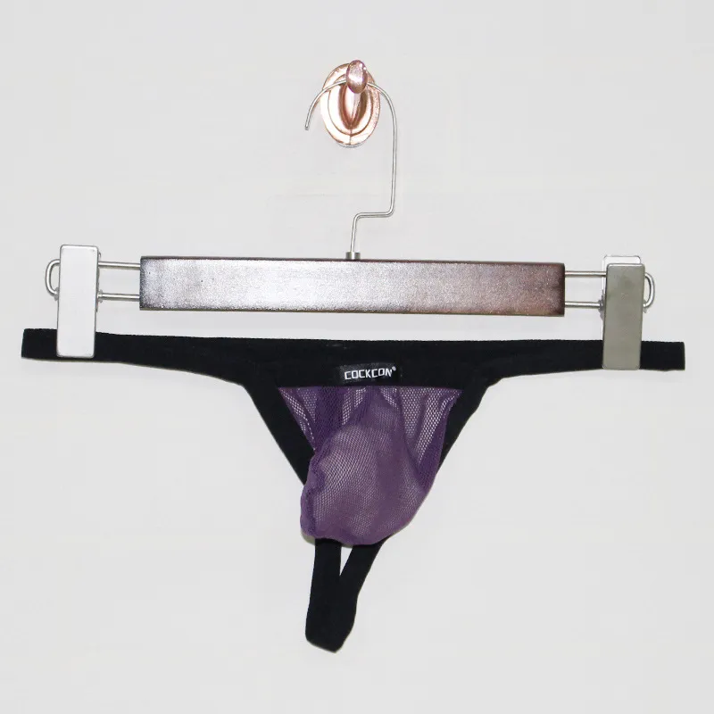 目を惹く セクシー 丸見 全7色 ホット 誘惑的 メッシュ 配色 切り替え Tバック メンズ