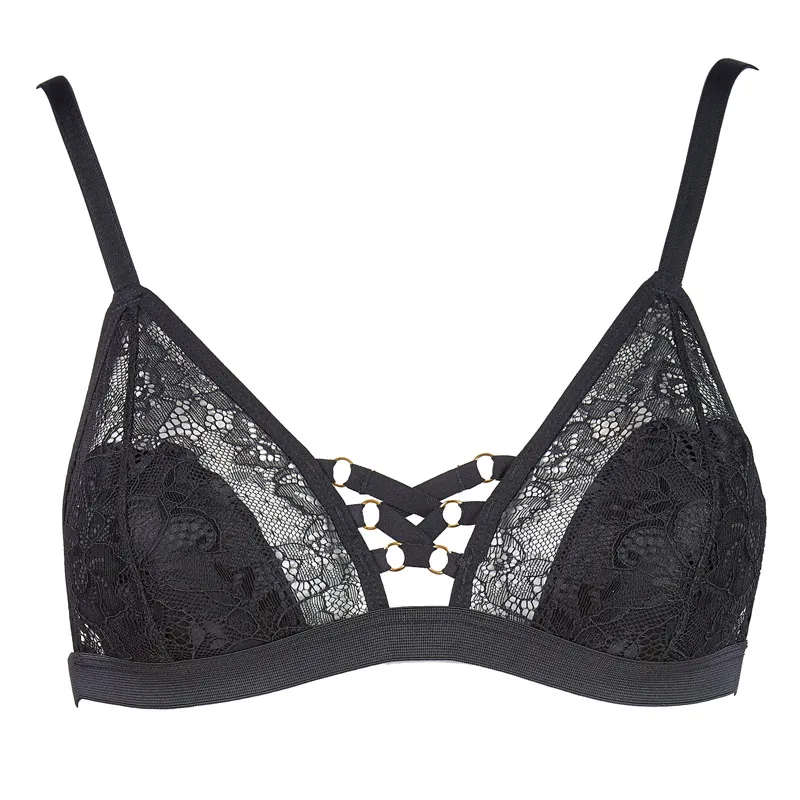 大人女子 セクシー ノンワイヤー 三角カップ レース スケスケ ガーターベルト付き ブラ・ショーツセット