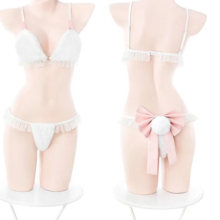 【もふもふ】エロカワ マンネリ解消 エロい ノンワイヤー セクシー ブラ・ショーツセット