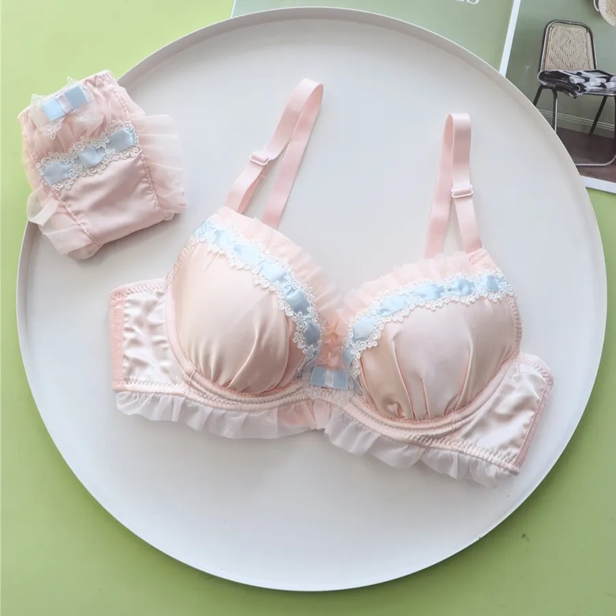 ガーリッシュ 単品販売可能 離れ乳改善 ワイヤー入り A-Eカップ レース 補正 ブラ・ショーツセット