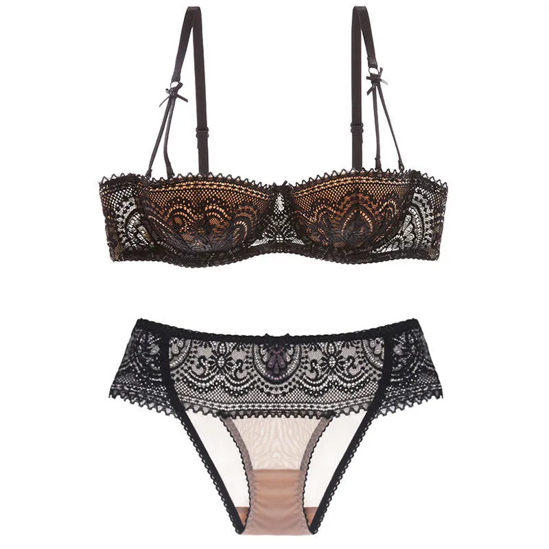 胸大きく見え 超薄め 単品販売可能 バストアップ A-Eカップ グラマーサイズ ワイヤー入り ブラ・ショーツセット